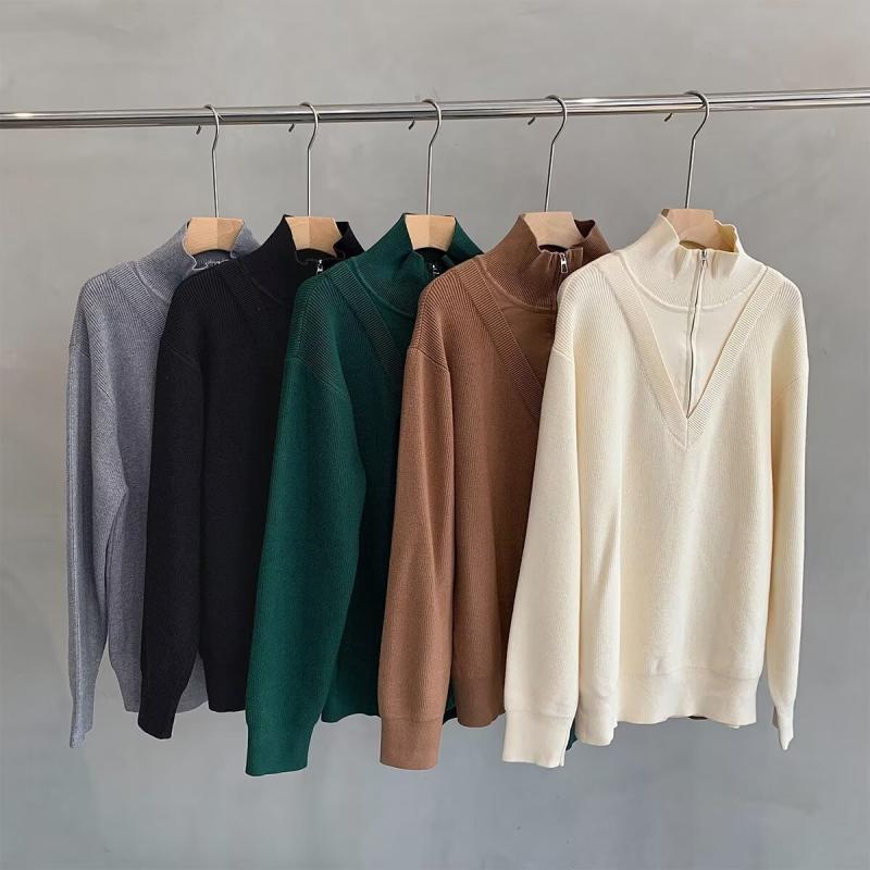 ニット メンズ タートルネック 秋冬 長袖 スリムフィット プルオーバー トップス カットソー ポリエステル混紡 普段使い 韓国風 カジュアル ウェア 20代 30代 ブラウン グレー グリーン ブラック オフホワイト