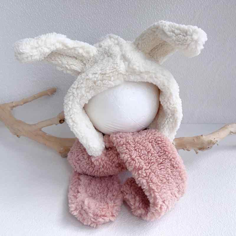 帽子 子供用 ニット帽 ネックウォーマー 2点セット ウサギ耳付き 裏起毛 防寒 ベージュ 4歳 5歳 6歳 8歳 9歳 10歳以上