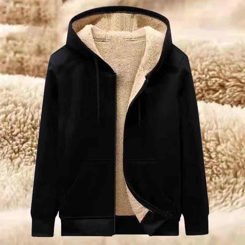 メンズ パーカー 秋冬 裏起毛 ボア ジャケット ゆったり フード付き ジップアップ ブルゾン 防寒 部屋着 ルームウェア 普段使い ブラック系