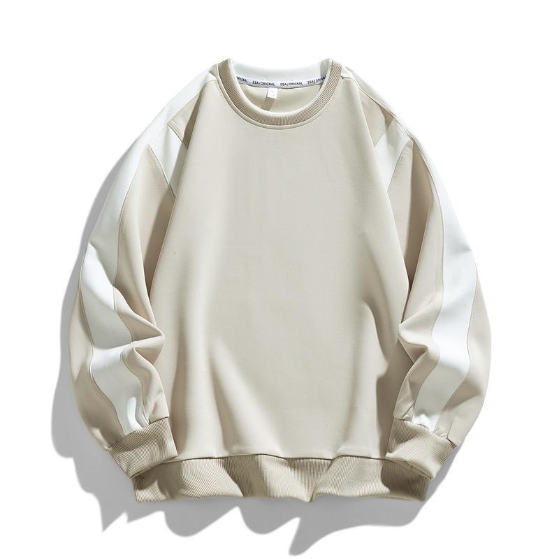 スウェット メンズ トレーナー 長袖 春秋 男性用 カジュアル トップス 配色 ポリエステル スポーティー カットソー 黒 白 緑 カーキ コーヒー M L XL 2XL 3XL 4XL 5XL
