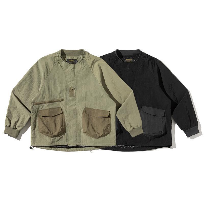 楽天トミーショップ 楽天市場店ジャケット メンズ 春秋 アウトドア系 カーキ色 ブルゾン ジャンパー アウター 黒色 スタンドカラー