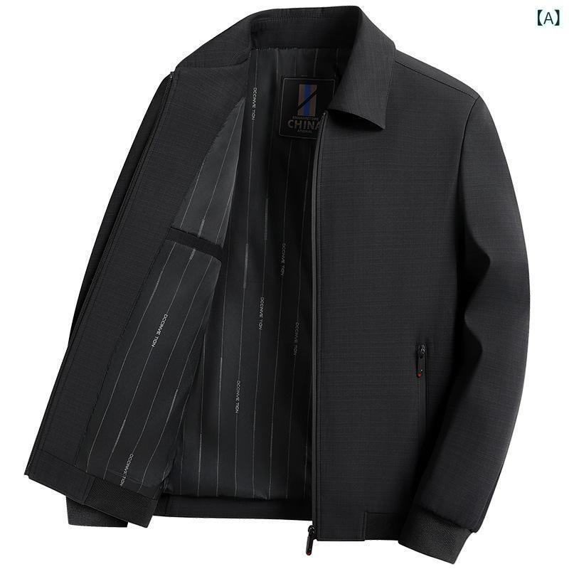 ジャケット 男性用 紳士服 ブルゾン ジャンパー アウター ミドルエイジ シニア 向け 春秋 ポリエステル 耐摩耗性 ジップアップ 黒 ブラック グレー 紺 ネイビー(4)