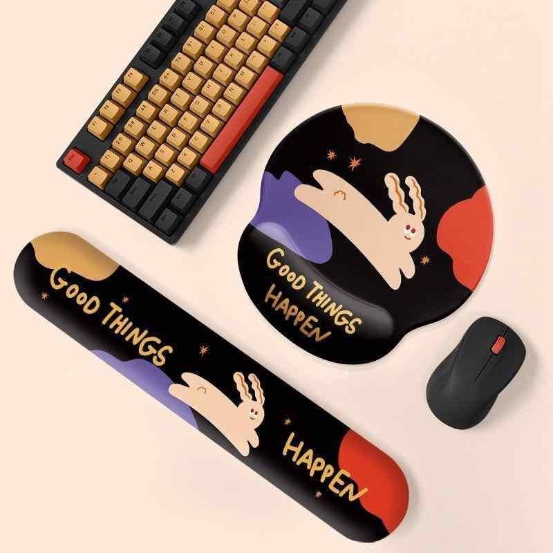 マウスパッド レディース メンズ 兼用 疲労軽減 リストレスト キーボード用 ハンドレスト ウレタン ゴム かわいい ウサギ柄 アニマル柄 オフィス デスクワーク