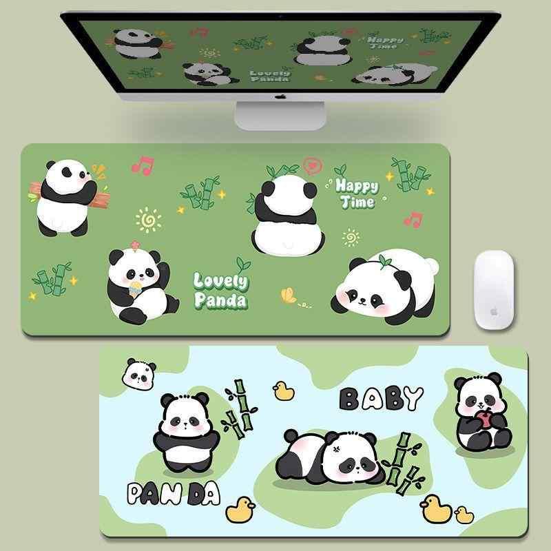 マウスパッド レディース かわいい パンダ 超大判 疲労軽減 リストレスト付き 天然ゴム 滑り止め デスクマット オフィス 300x800mm 400x900mm 500x1000mm