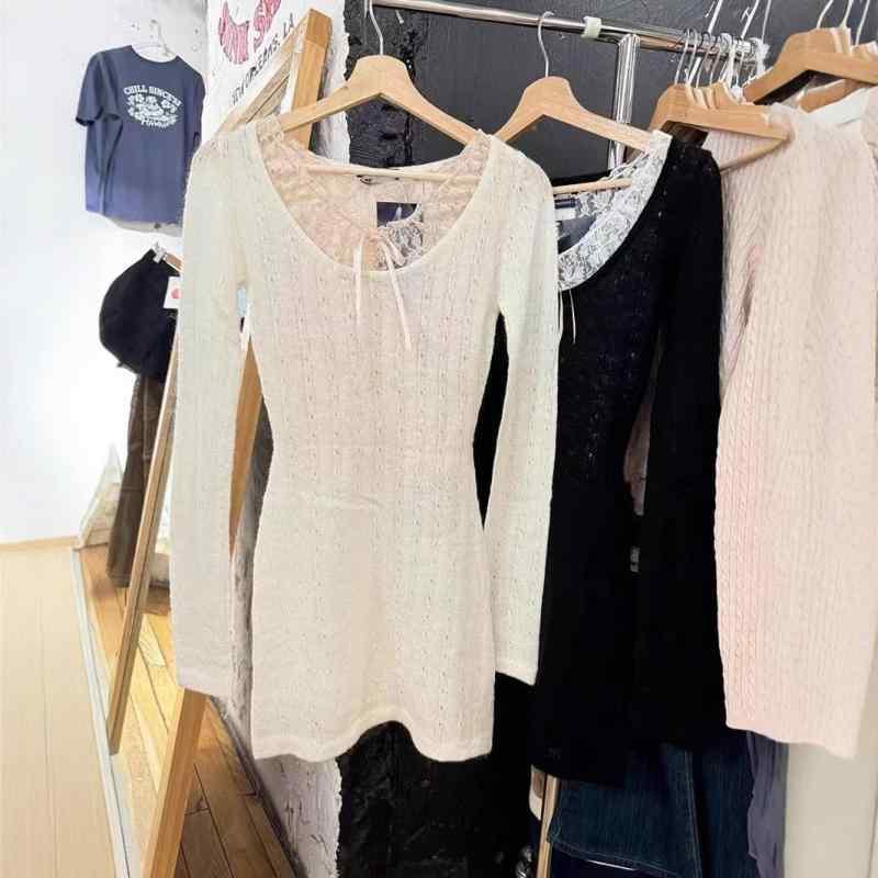 ニット レディース 長袖 薄手 クルーネック トップス カットソー チュニック 接触冷感 伸縮性 ストレッ..