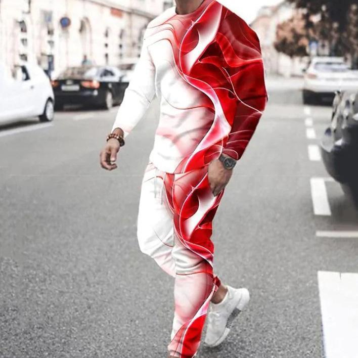 メンズ スウェット セットアップ 長袖 普段着 部屋着 ポリエステル プリント 春秋 スポーティ カジュアル 男性用 紳士