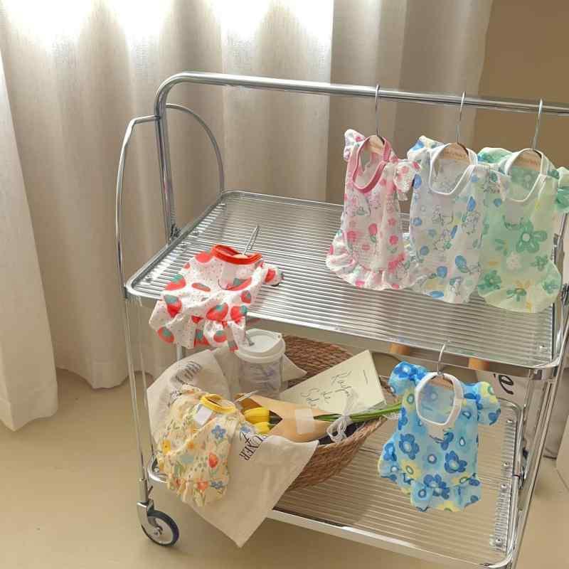 ペット服 猫 小型犬 薄手 通気性 かわいい 涼感 2脚 タンクトップ ワンピース イエロー パステルカラー