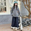 ニット キッズ 女の子 セットアップ 秋冬 120cm 130cm 140cm 150cm 160cm 170cm 裏起毛 カーディガン ワイドパンツ 灰色 グ...
