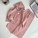 子供用ニットセットアップ ガールズ 女児 フード付き セーター ワイドレッグパンツ 2点セット 秋冬 ピンク系 グレー 120cm 130cm 140cm 15...