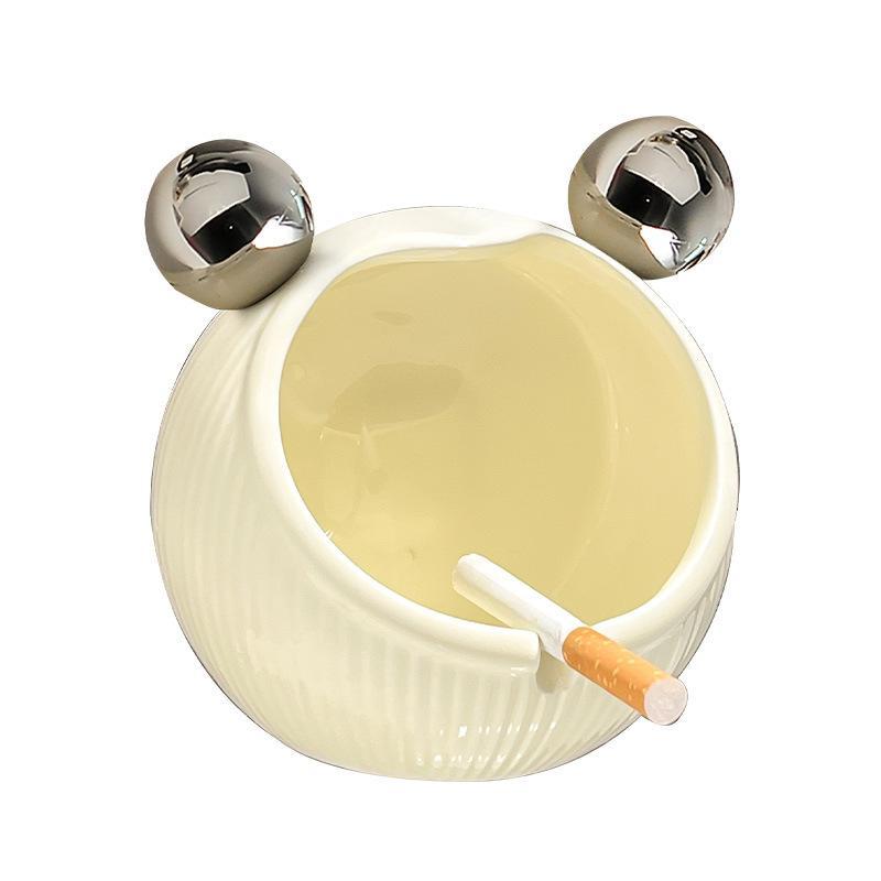 灰皿 壁掛け式 陶器 防風 防灰 トイレ 喫煙所 卓上 置き型 雑貨 クリーム色 猫 黒 シルバー