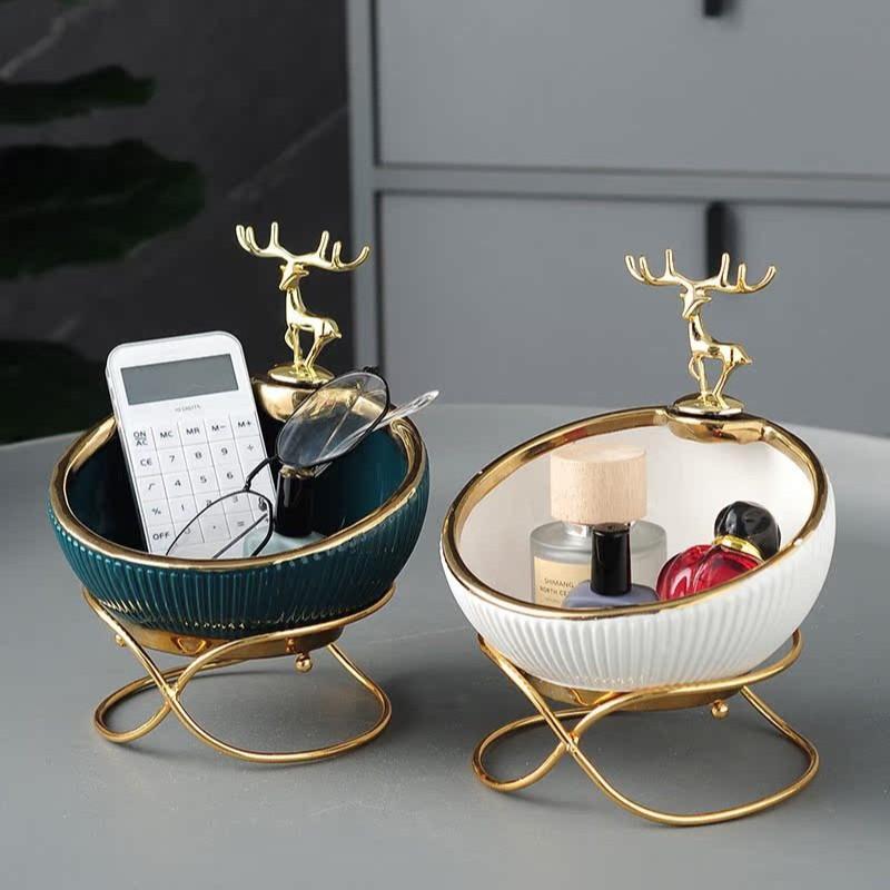 収納ケース 北欧風 卓上 陶器 小物入れ アクセサリーケース キーケース 飾り台 琥珀色 白色 緑色