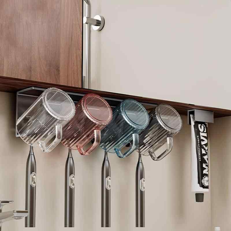 歯ブラシスタンド 壁掛け式 鏡面キャビネット下 歯磨きコップホルダー 洗面所収納 電動歯ブラシホルダ..