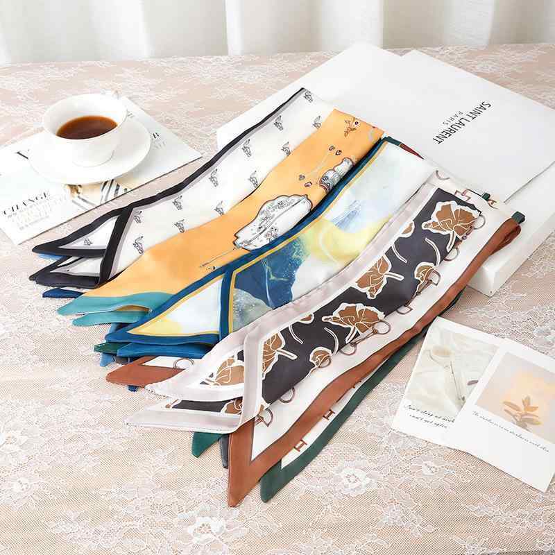 スカーフ レディース 春夏 シルクタッチ ストール 細長 ロング ビジネス 普段使い 韓国風 ファッション チェーン柄 エレガント ポリエステル(4)