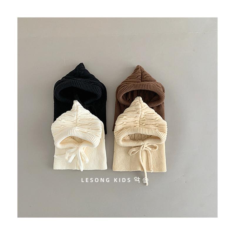ニット帽 キッズ ベビー バラクラバ 秋冬 防寒 帽子 ネックウォーマー 一体型 子供 幼児 1歳 2歳 3歳 4歳 5歳 6歳 コットン かわいい 淡色