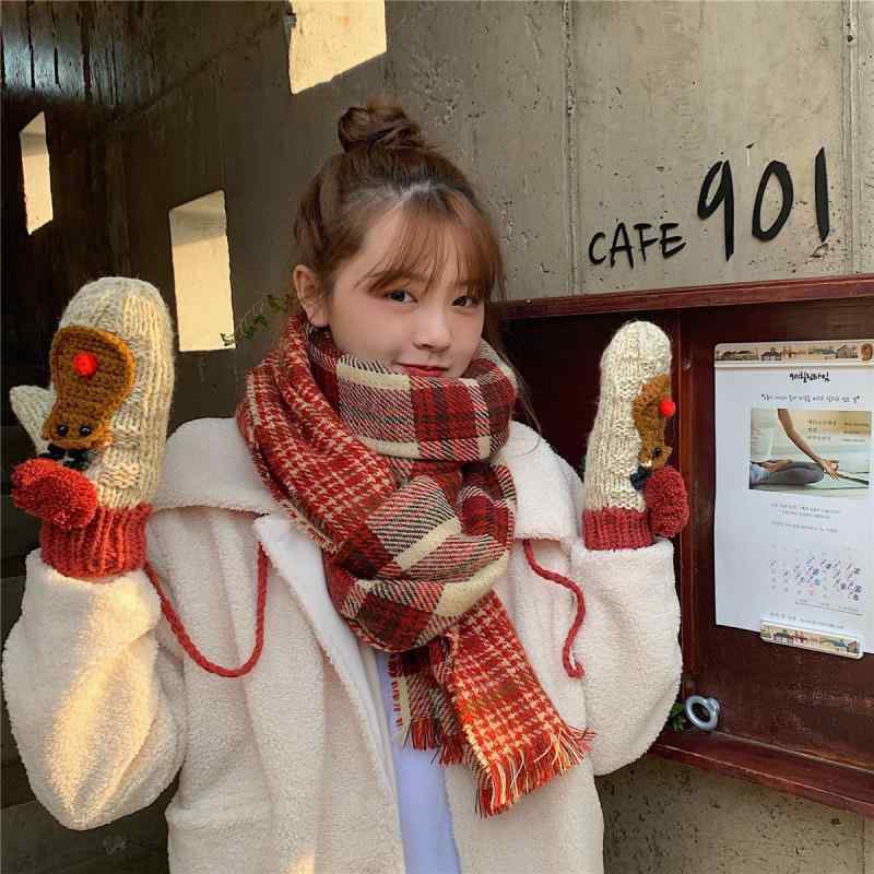 マフラー レディース 秋冬 チェック柄 ニット 保温 ストール 大判 両面 格子柄 赤 黒 緑 紺 小顔効果 ..