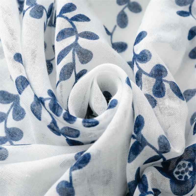 ストール レディース 春夏 コットン リネン 綿麻 花柄 バリ シルク 紫外線対策 日焼け対策 ショール 旅行 ブルー エレガント きれいめ 180cm×88cm(4)