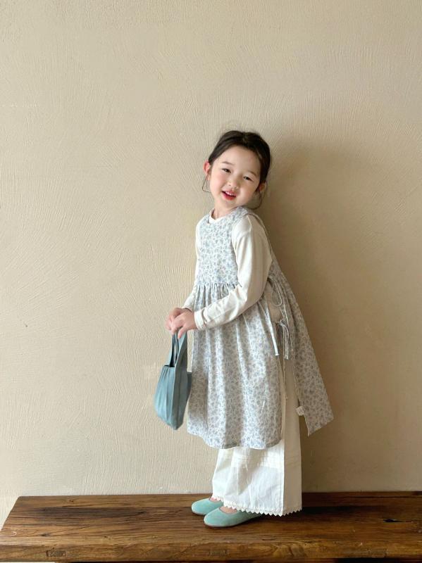 ワンピース 女の子 子供服 小花柄 コットン ノースリーブ Aライン 春秋 普段着