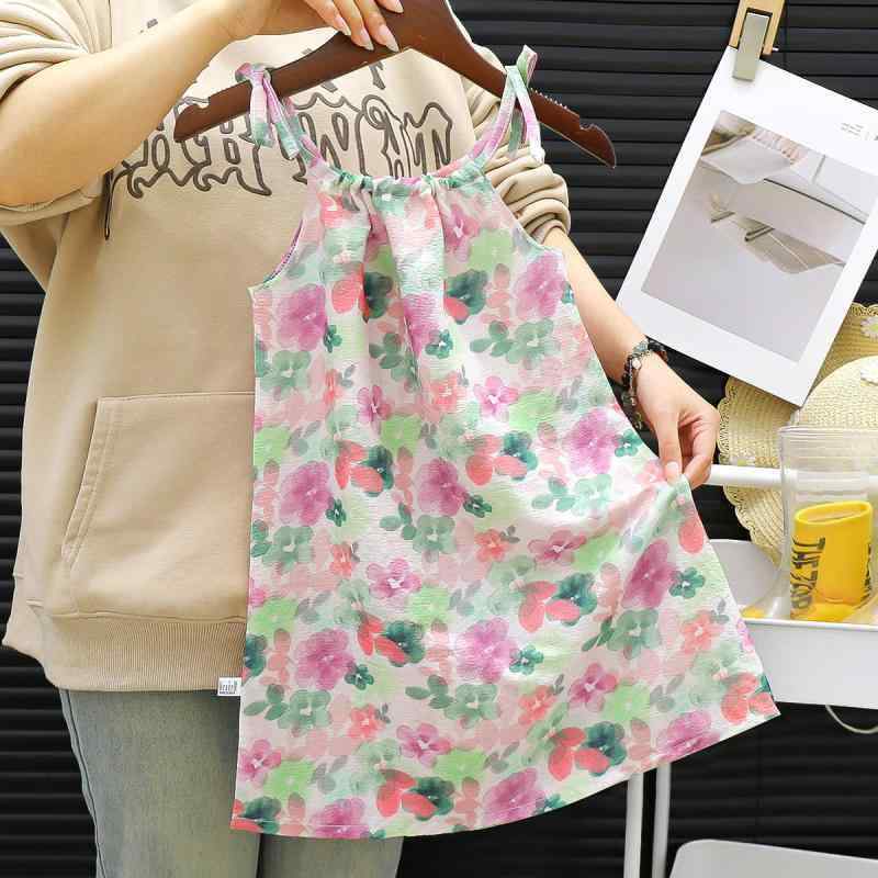 ワンピース 女児 子供 中大 キッズ キャミソールワンピース 花柄 ポリエステル混紡 薄手 軽量 かわいい..