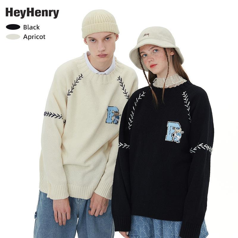 ニット メンズ ニットトップス 長袖 セーター クルーネック プルオーバー ゆったり 春秋 カジュアル 韓国風 カットソー 普段着 デート ブラック系 オフホワイト