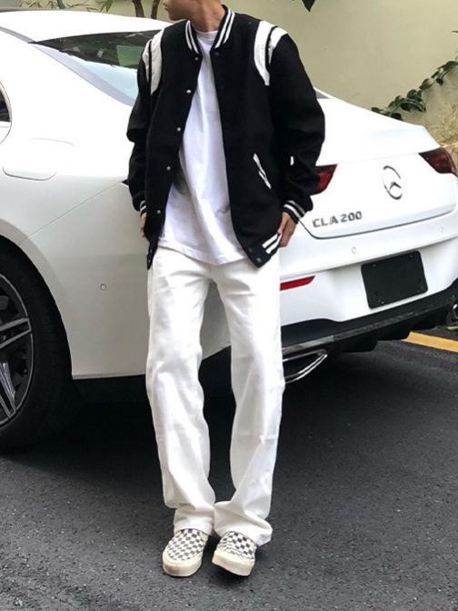 ジャケット メンズ 男性用 ブルゾン スタジャン 黒 ブラック 切り替え 秋冬 ポリエステル ゆったりサイズ 普段使い