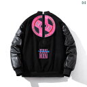 ジャケット メンズ レディース スタジアムジャンパー ストリートスタイル Vネック 毛織 カジュアル 春秋 黄色 桃色 ポリエステル ゆったり