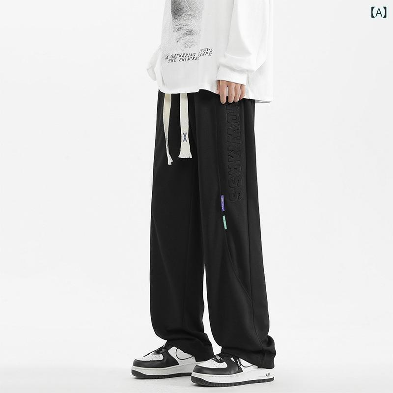 パンツ メンズ 接触冷感 ストレート イージーパンツ 薄手 伸縮性 ポリエステル 無地 スラックス 男性用 ズボン ブラック グレー ベージュ M L XL 2XL 3XL 4XL