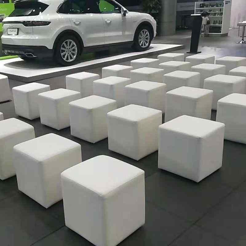 椅子 子供用 皮製 スツール 軟包 白色 正方形 イス ソファ オットマン ローチェア ミニ 椅子 イベント ..