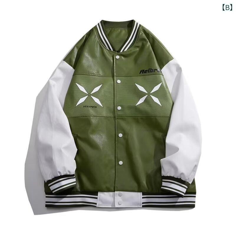 ジャケット 男性用 ブルゾン 野球襟 ライトアウター カジュアル ゆったり ブラウン系 グリーン系