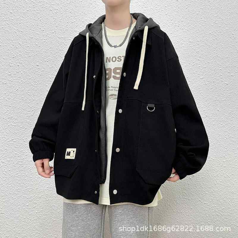 商品カテゴリ: ジャケット スタイル: 港風 対象年齢層: 18～24歳 対象: 青少年 対象性別: 男性 襟型: 翻領 フィット: ルーズ 前立て: その他 フード: あり 厚さ: 普通 生地: オックスフォード複合 主な生地の組成: ポリエステル60～70% シーン: カジュアル 裾のデザイン: ストレート 着丈: レギュラー丈 ポケット: サイドシームポケット 袖丈: 長袖 袖のタイプ: レギュラー 色: ブラック, グリーン サイズ: M, L, XL, 2XL, 3XL