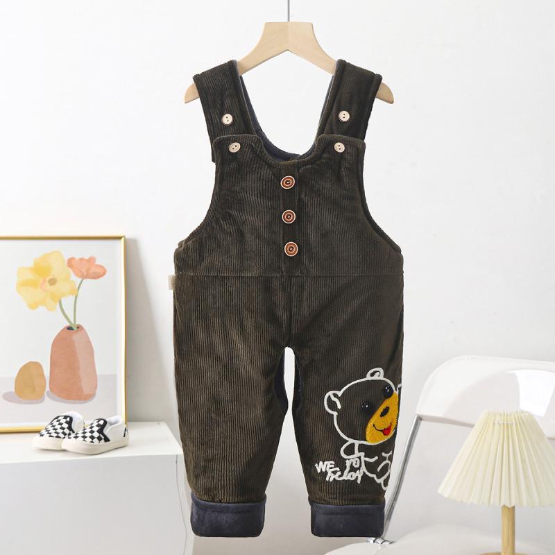 ベビー 背带パンツ 裏起毛 綿 男女兼用 小童 幼児 冬 秋 80cm 90cm クマ サメ ニコちゃん あったかパンツ