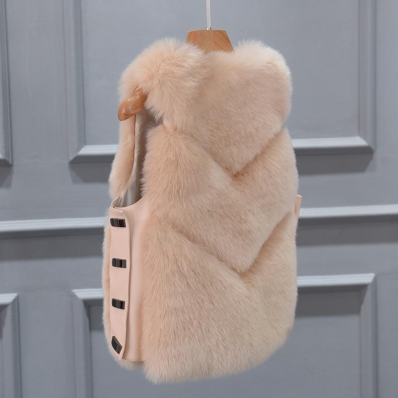 ファーベスト レディース 短め丈フェイクファー 毛皮ベスト あったか秋冬 前開き ノースリーブ アウター ピンク系 黒