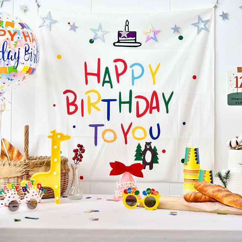 パーティーグッズ 韓国風 インスタ映え 誕生日 背景 壁掛け 旗 布 ベビー 子供 パーティー デコレーション 写真撮影 小道具
