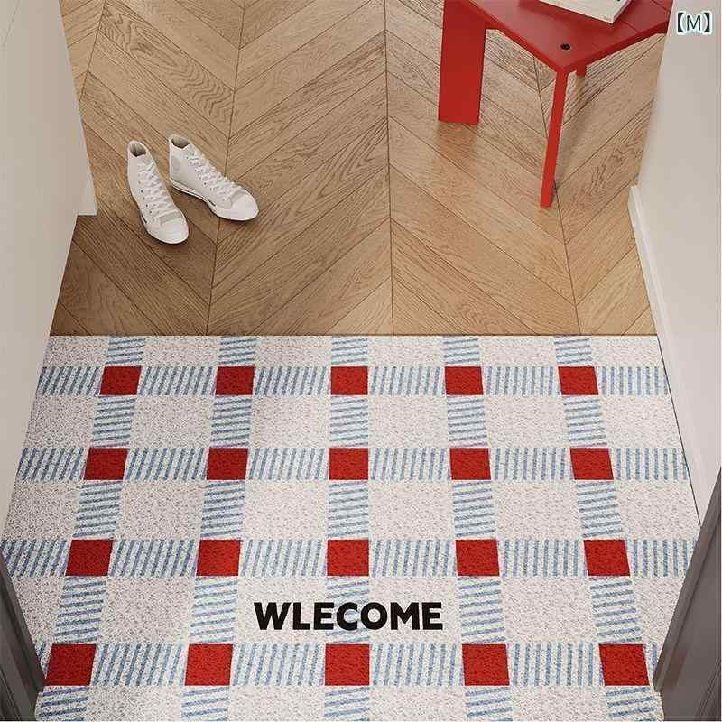 玄関マット レディース 韓国風 格子柄 ドアマット 滑り止めマット 土落としマット 水洗い可能 泥落としマット 40*60cm 50*80cm 60*90cm 80*120cm