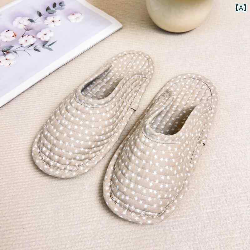 スリッパ レディース メンズ ルームシューズ 純綿 布製 春夏 包頭 静音 すべり止め 刺しゅう 花柄 星柄..