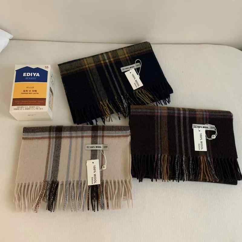 マフラー メンズ レディース ユニセックス ウール チェック柄 ストール ショール 羊毛 あったか 保温 防寒 秋冬 ビジネス カジュアル きれいめ 上品 エレガント
