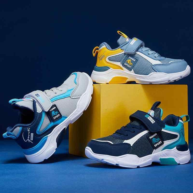 スニーカー キッズ 子供 男女兼用 スポーツシューズ 通気性 メッシュ 軽量 普段使い 春秋 運動靴 深青 浅灰 湖青 灰青 深緑