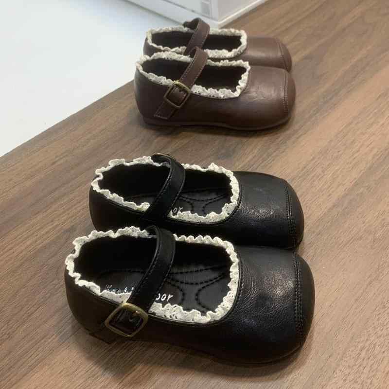 ベビー 靴 レース 春秋 柔らかい底 幼児 女の子 プリンセスシューズ 12-36ヶ月 超纤皮 通気性 滑り止め 黒 茶色