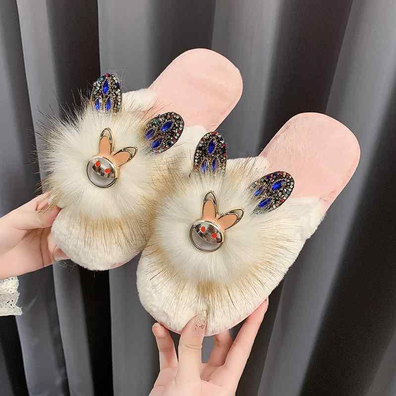 ルームシューズ レディース 秋冬 かわいい ウサギ スリッパ 室内履き 暖かい 防寒 もこもこ ふわふわ 滑り止め フラットソール ピンク系