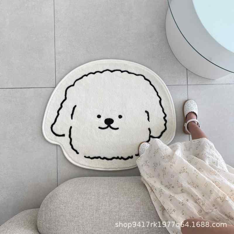 マット 玄関マット バスマット ポリエステル製 かわいい 犬柄 アニマル柄 滑り止め付き 洗える 60cmx60cm リビング ベッドルーム スタディルーム バルコニー