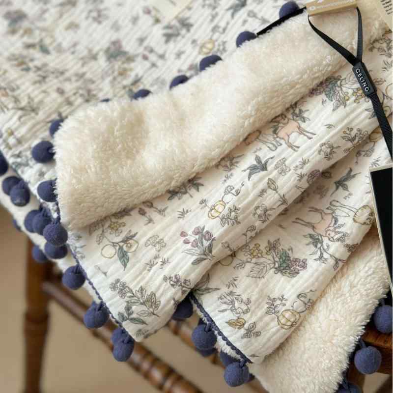 ブランケット 子供用 ベビー 赤ちゃん 全綿 タオルケット 皺加工 接触冷感 冷房対策 お昼寝 花柄 アニマル柄 かわいい