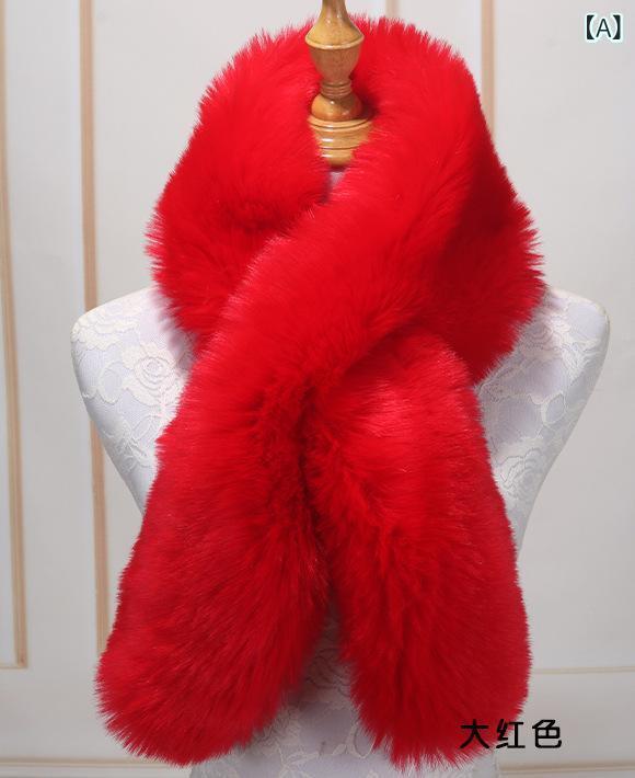 マフラー レディース フェイクファー ティペット 付け襟 秋冬 暖かい 防寒 無地 韓国風 かわいい 赤 青..