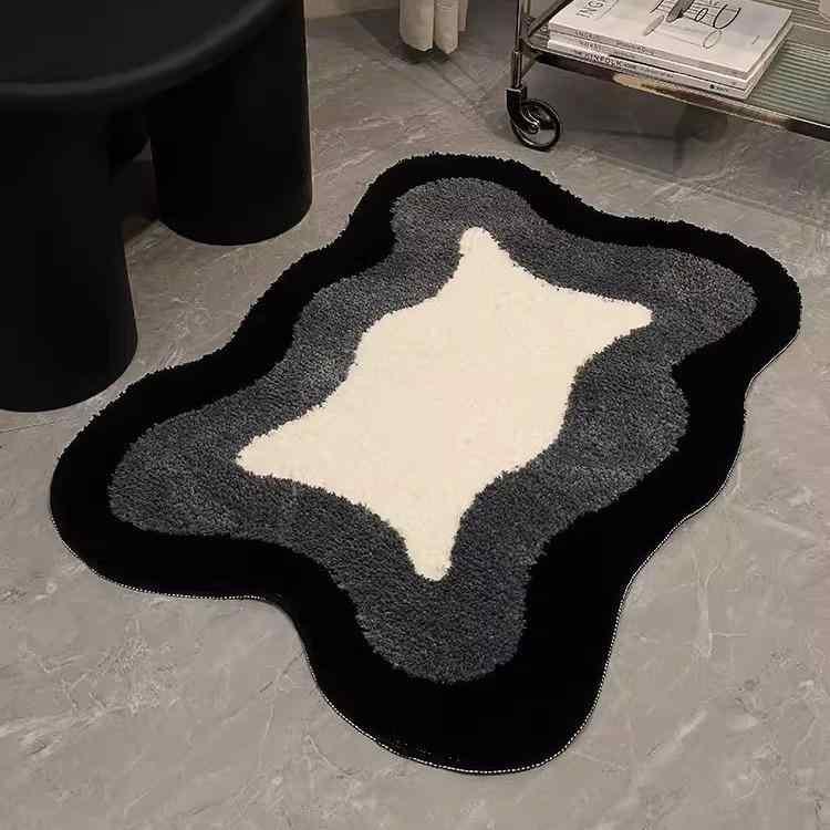 ラグマット 韓国風 INS風 植毛 バスマット 浴室マット 吸水 速乾 滑り止め 寝室 ベッドサイド 40 60cm 50 80cm 無地 アボカドグリーン スカイブルー ブラック