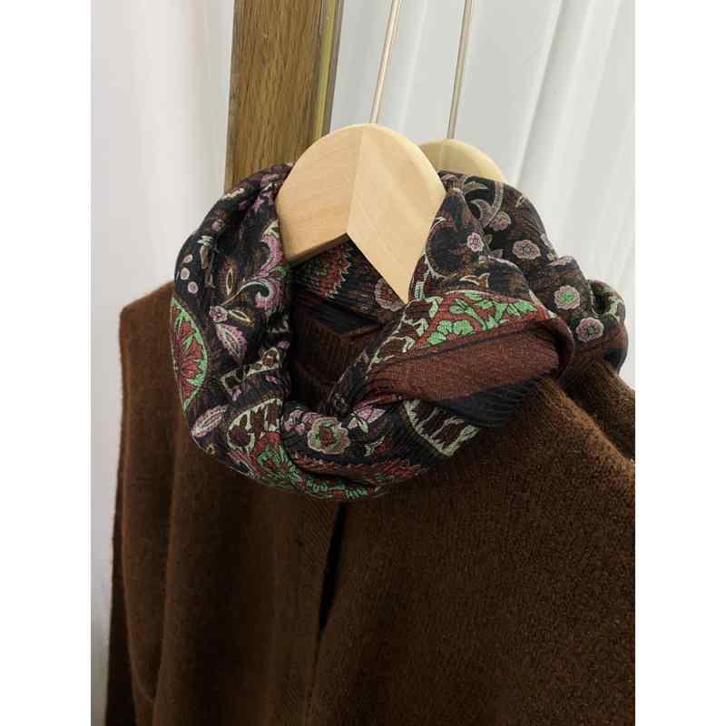 ストール レディース ファッション シルク ウール 幾何学模様 ペイズリー柄 秋冬 保温 ショール
