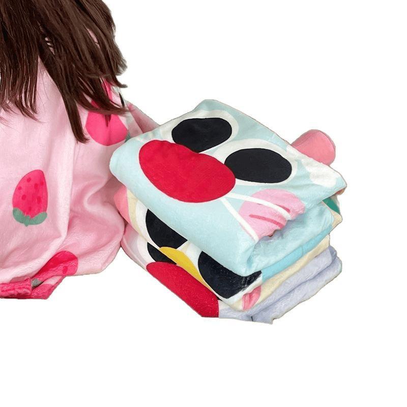 ブランケット オフィス レディース ひざ掛け 肩掛け 膝掛け かわいい 猫柄 アクリル あったか 暖か 大判 秋冬 春夏 ピンク系 ブルー