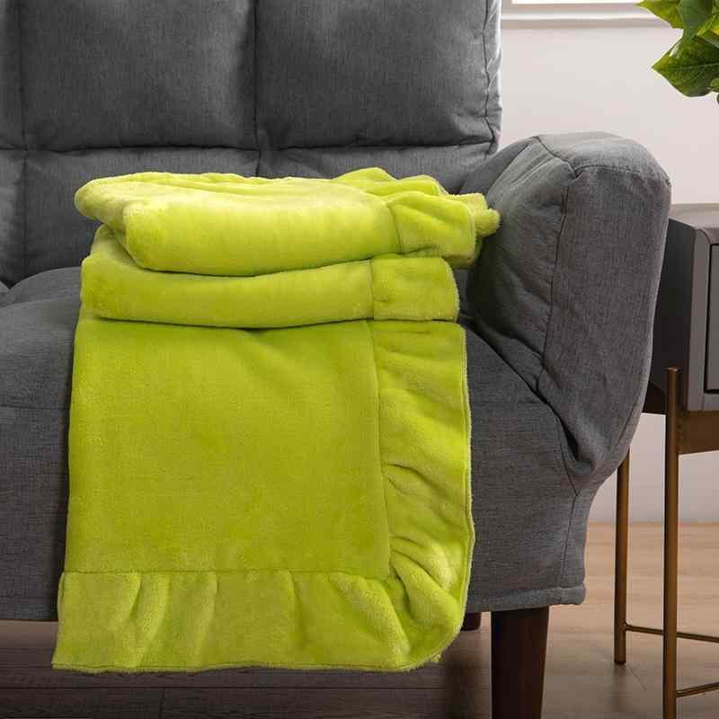 毛布 ブランケット 厚手 フランネル 珊瑚マイヤー 韓国風 無地 オフィス ひざ掛け 肩掛け 北欧風 ヨーロッパ風 ポリエステル 果緑 紺 ワインレッド ライトブラウン アイボリー オレンジ グリーン 130cm 150cm 秋冬