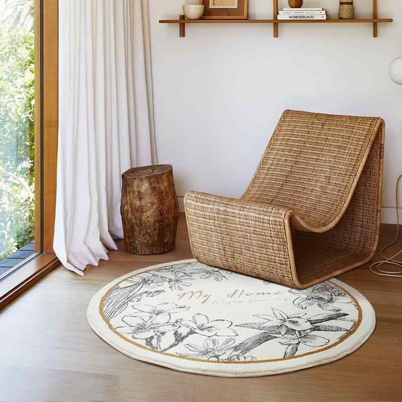 ラグ カーペット レディース 寝室 リビング 円形 韓国風 仿羊绒 床暖房対応 ホットカーペット対応 花柄 80cm 100cm 120cm 140cm 160cm 200cm