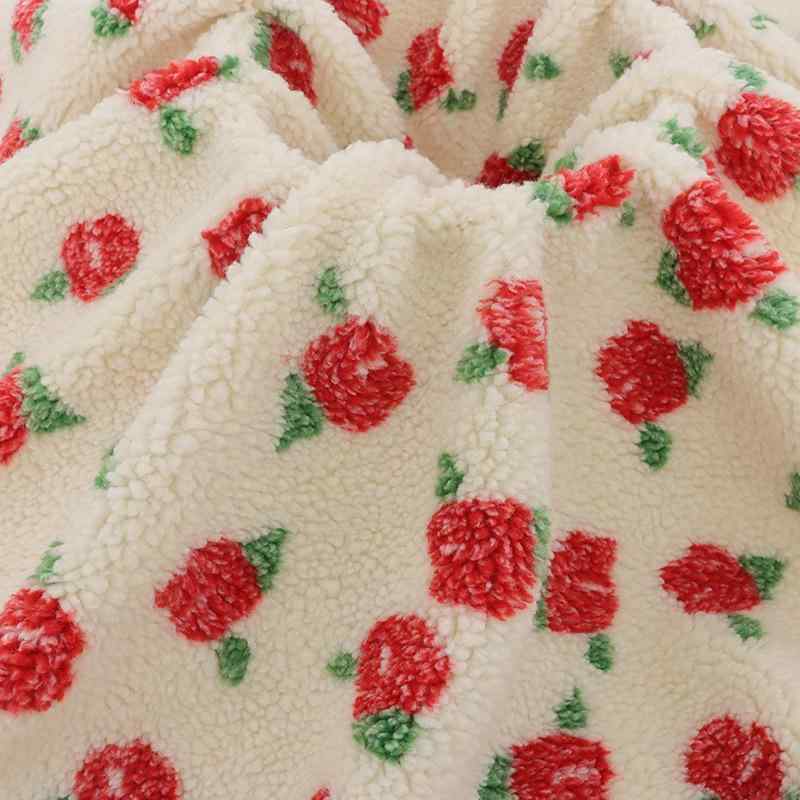 生地/布地 レディース/キッズ ローズ柄 ジャカード ボア フリース 花柄 ふわふわ ひざ掛け ブランケット 暖かい 秋冬 ポリエステル