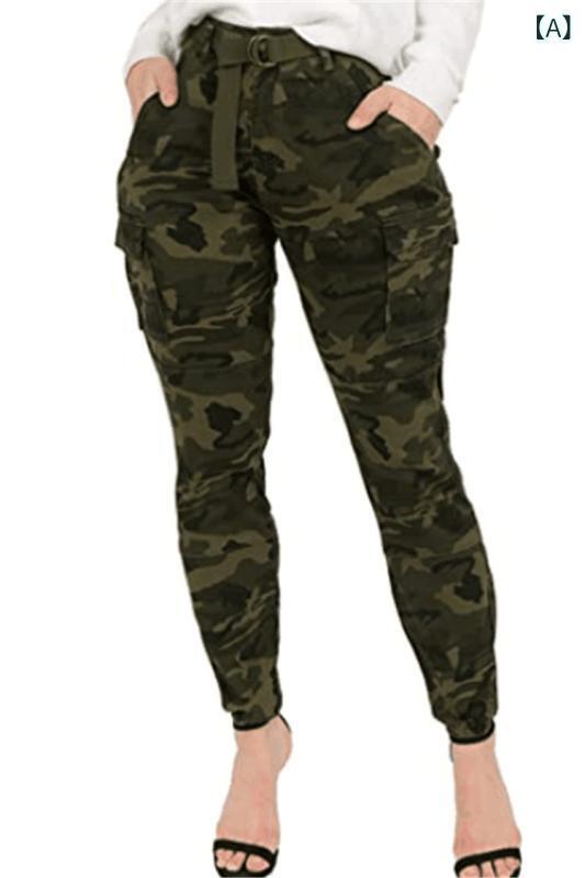 パンツ レディース 大きいサイズ 高腰 多ポケット 迷彩柄 カーゴパンツ ストレートパンツ ロングパンツ ワークパンツ 普段使い カジュアル 快適 伸縮性 军绿色系