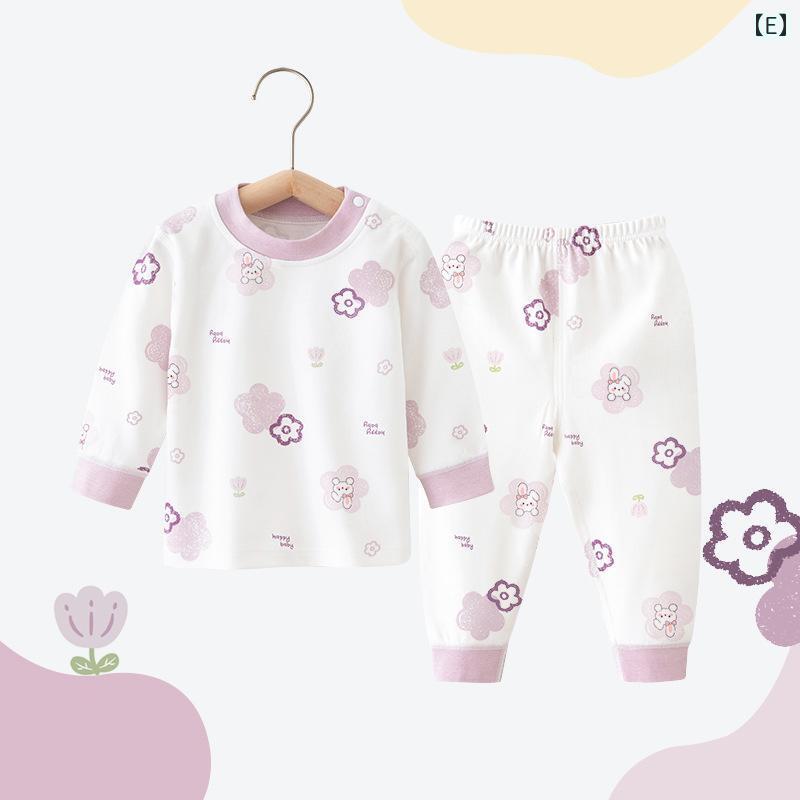 ベビー服 長袖 トップス パンツ 上下セット 綿100% 保温 部屋着 春秋 男女兼用 66cm 73cm 80cm 90cm 100cm 110cm 120cm アニマル柄 かわいい