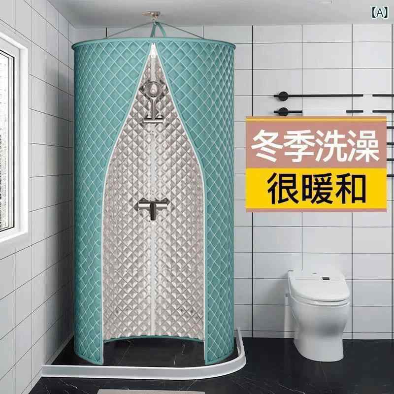 シャワーカーテン 防寒 厚手 ポリエステル製 防水 保温 洗える バスルーム お風呂 格子柄 ダークブルー ライトブルー ベージュ